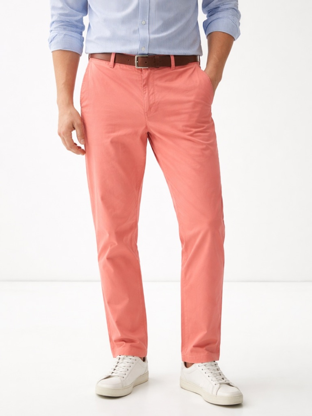 Tommy Hilfiger Custom Fit Slim Straight Coral Salmon Chinos Pants Mens Tapered